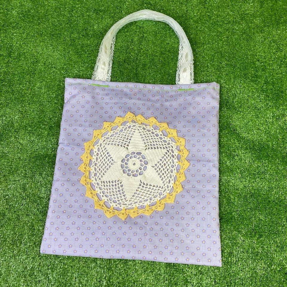 Lilac Doily Tote Bag