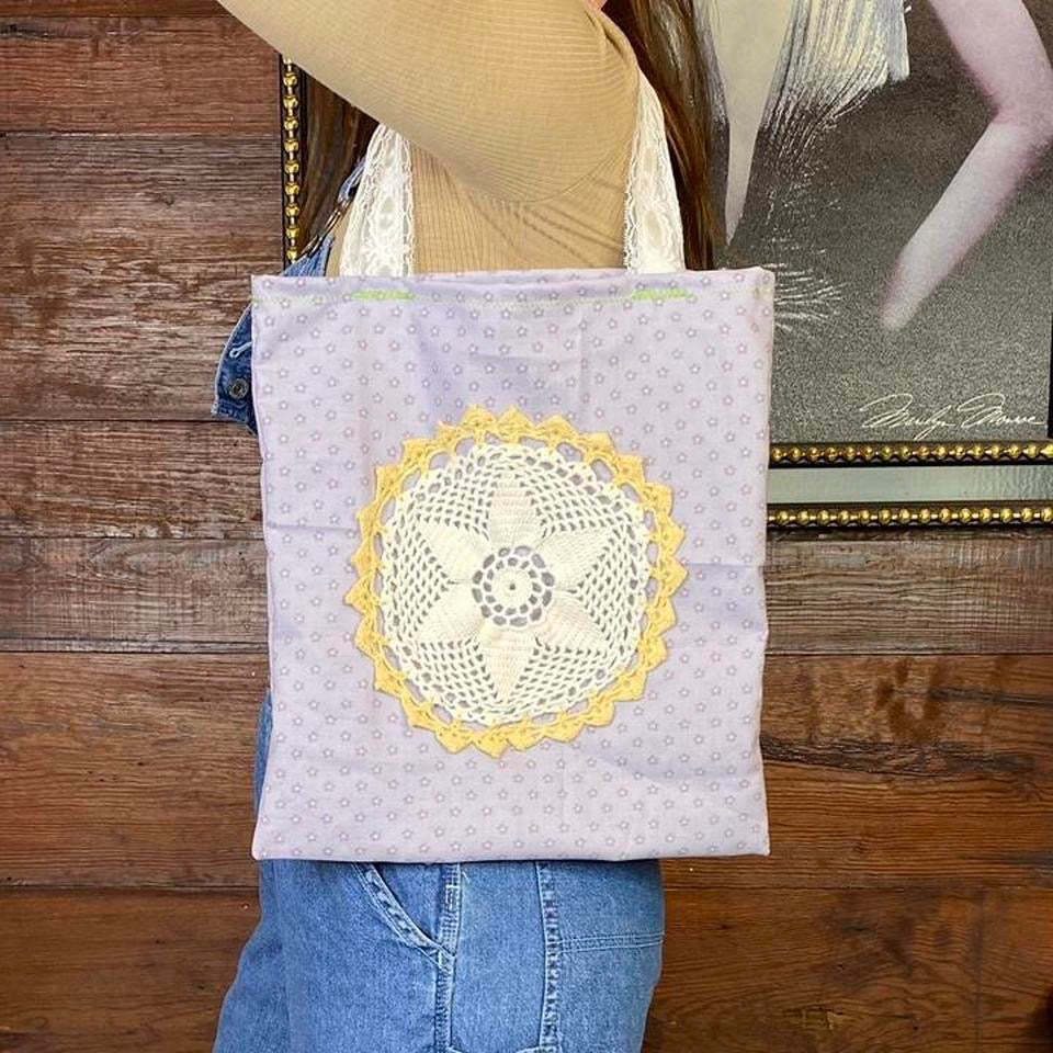 Lilac Doily Tote Bag